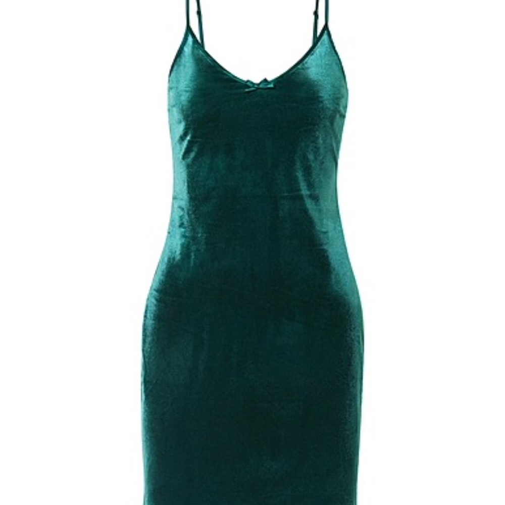 Solid & Stripped Teal Velour Dress - Small